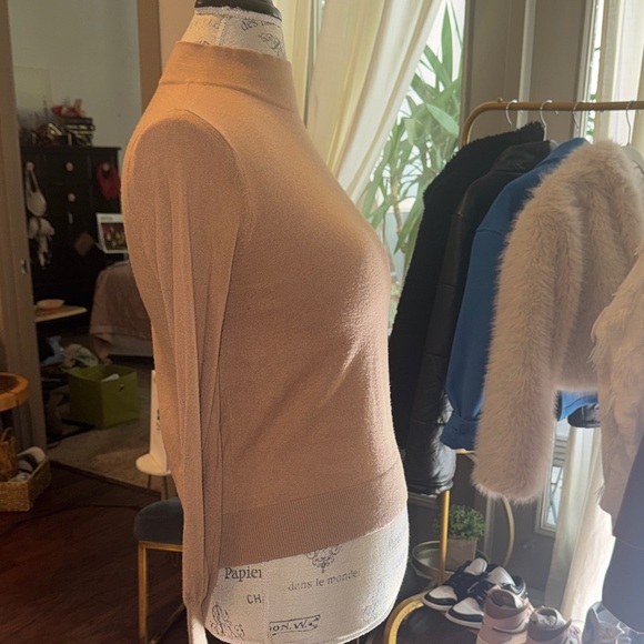 Topshop Camel Mock Turtleneck Sweater women’s size 2 - Picture 3 of 8